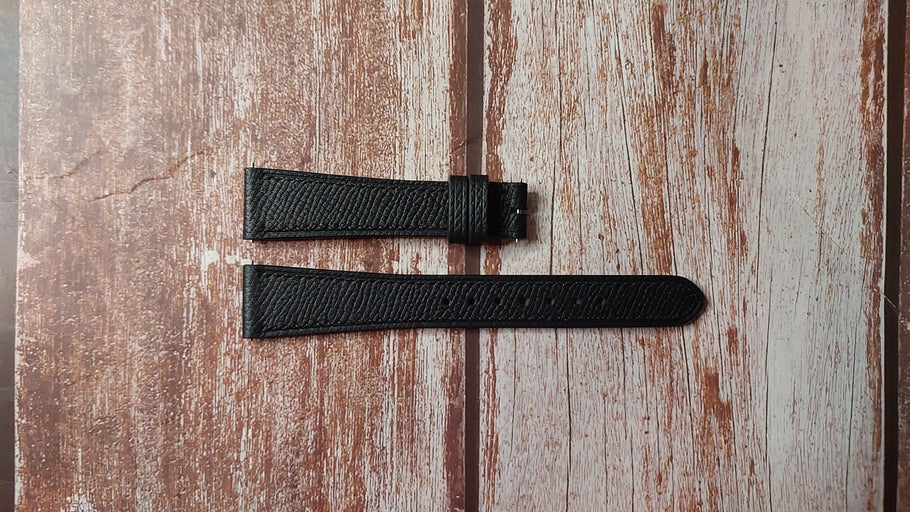 Black Epsom Custom Leather Strap For Vintage King Seiko Watch