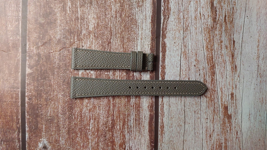 Gray Epsom Custom Leather Strap For Vintage King Seiko Watch