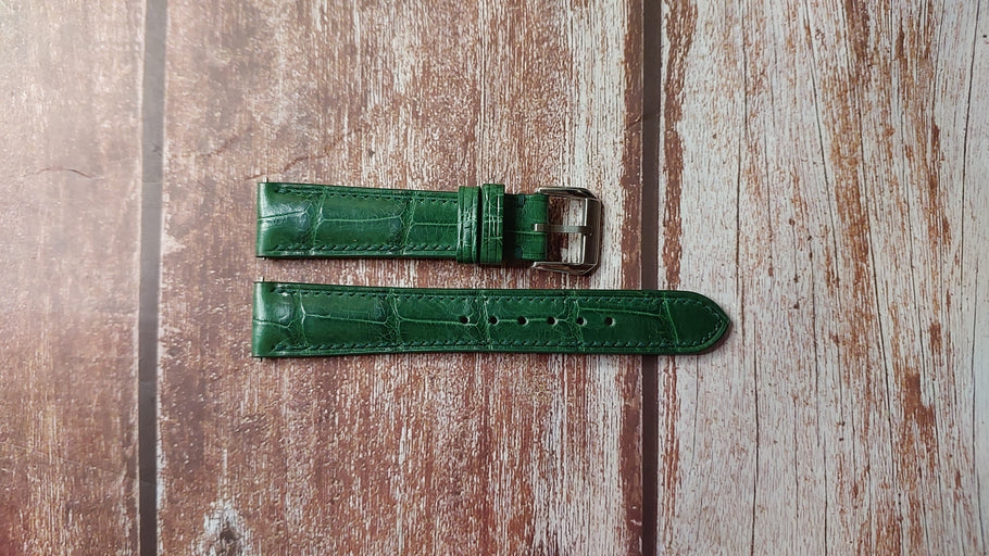 Green Full Grain Crocodile Custom Leather Strap For King Seiko 5621-7010T Watch