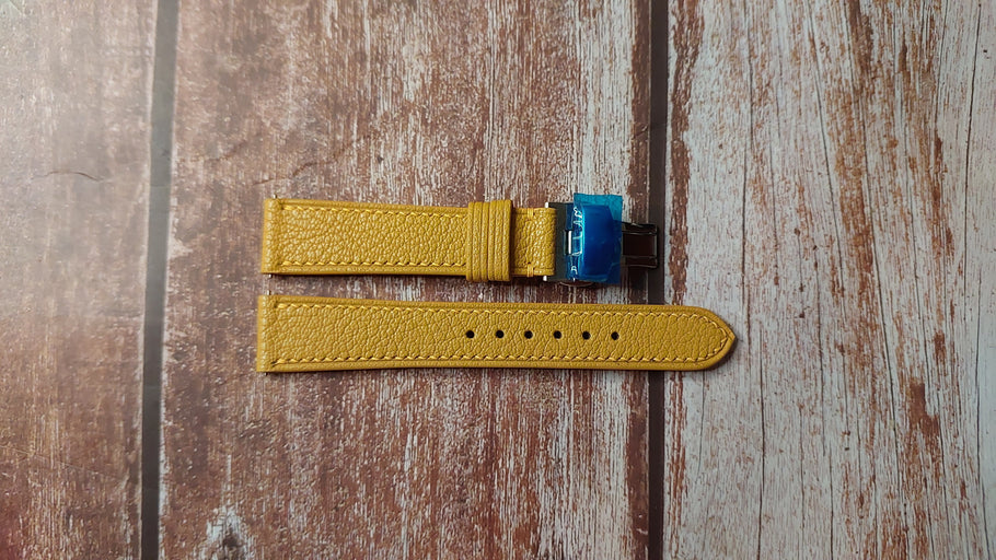 Yellow Alran Goat Custom Leather Strap For King Seiko Vintage Watch