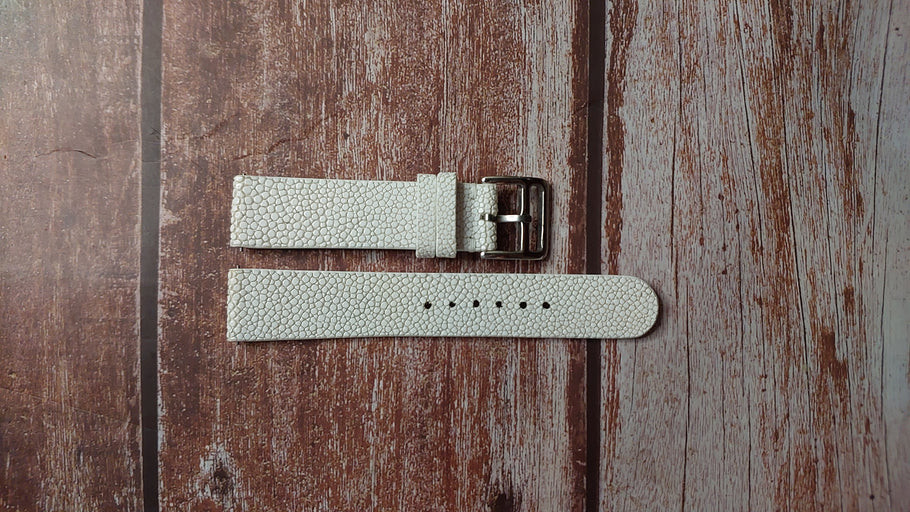 White Full Grain Stingray Custom Leather Strap For NOMOS tangente 38 Watch