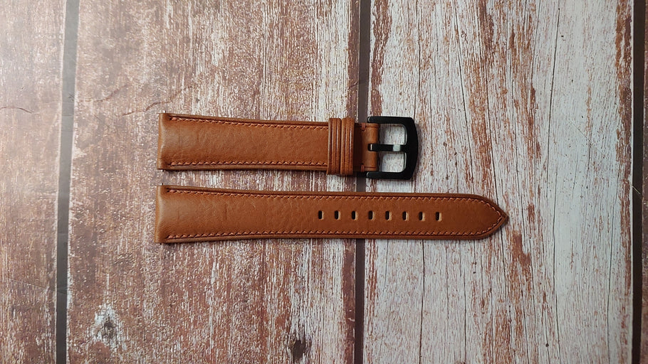 Brown Minerva Box Leather Custom Open Ended Strap For Gevril model: 44702 Watch