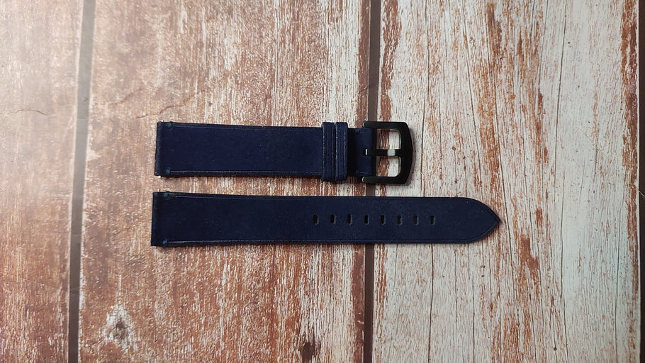 Midnight Blue Suede Custom Leather Strap For Gevril Watch