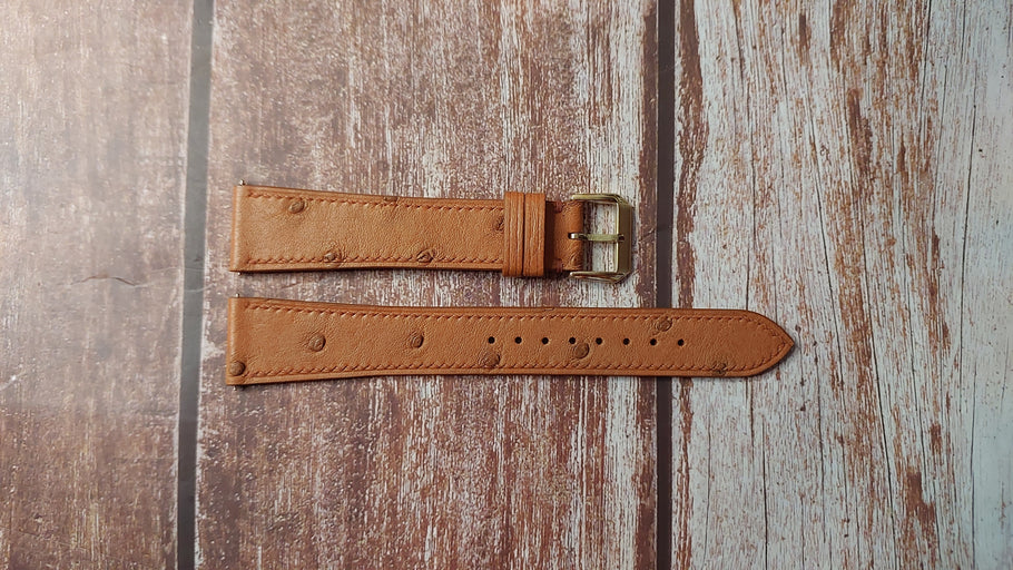 Brown Full Grain Ostrich Custom Leather Strap For Breitling Crosswind model C133 Watch