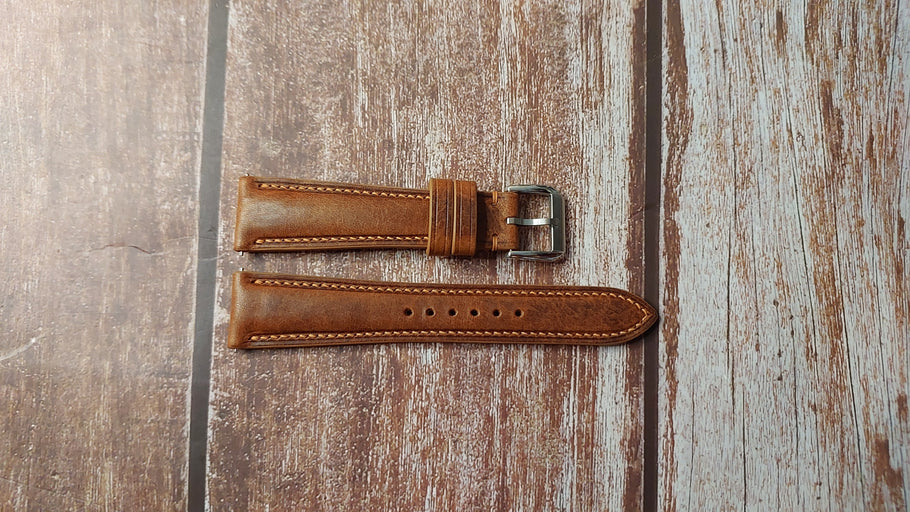 Cognac Badalassi Wax Custom Leather Strap For Seiko Alpinist SARB017 Watch