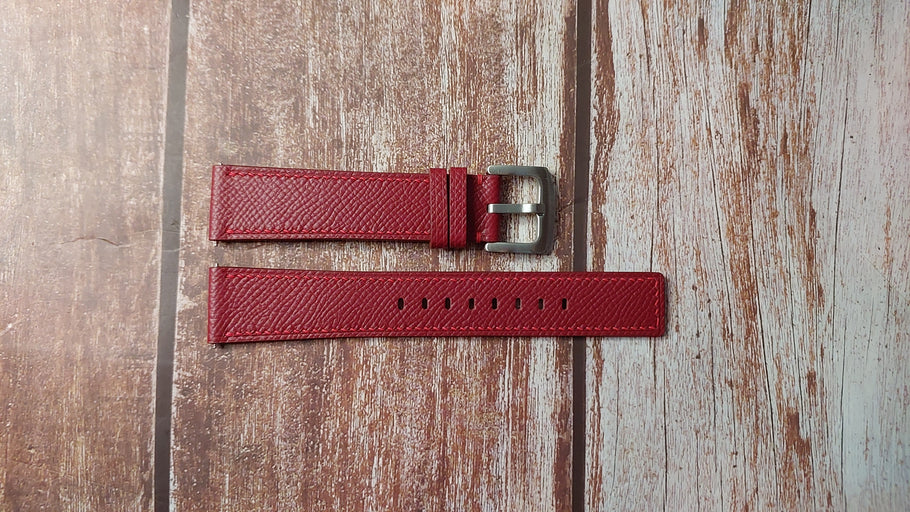 Red Epsom Custom Leather Strap For Hamilton H70555533 Watch