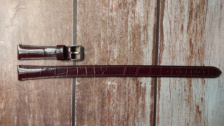 Burgundy Full Grain Crocodile Custom Leather Strap