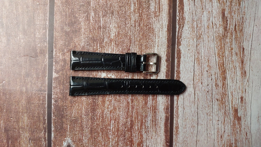 Black Full Grain Crocodile Custom Leather Strap