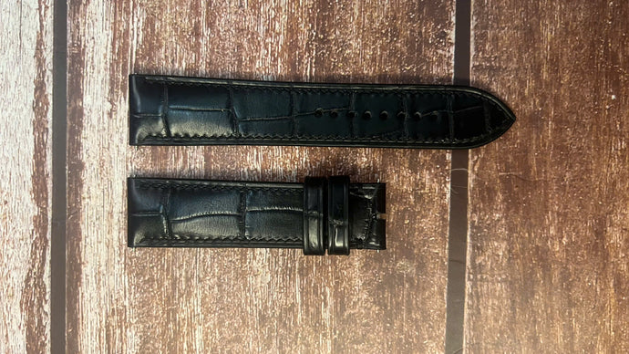 Crocodile Leather Watch Strap - Black for Panerai Radiomir Oro Rosso