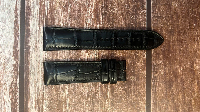 Crocodile Leather Watch Strap - Black for Maurice Lacroix Mysterious Seconds