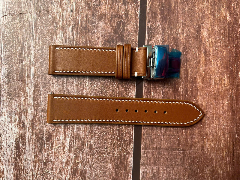 Barenia Leather Watch Strap - Brown For Longines Spirit 40mm