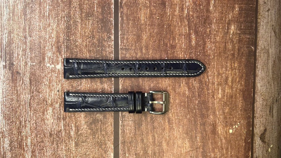 Crocodile Leather Watch Strap - Dark Blue