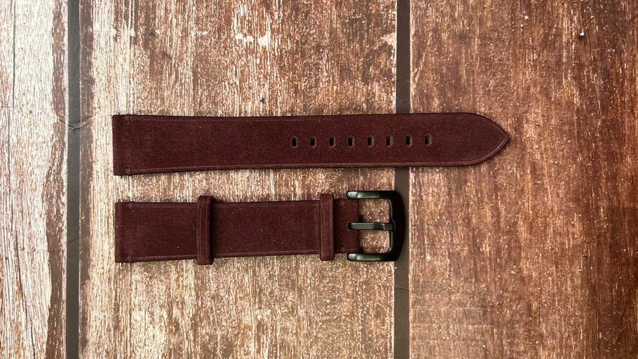 Suede Leather Watch Strap - Maroon for Gevril 4160