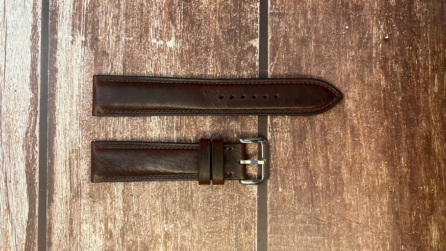 Badalassi Wax Leather Watch Strap - Dark Brown