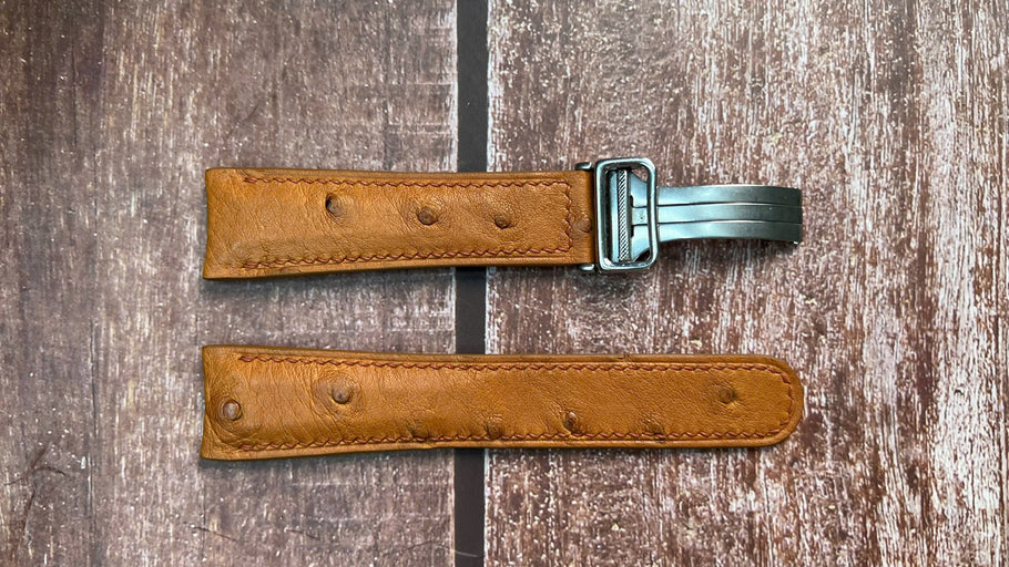 Ostrich Leather Watch Strap - Brown