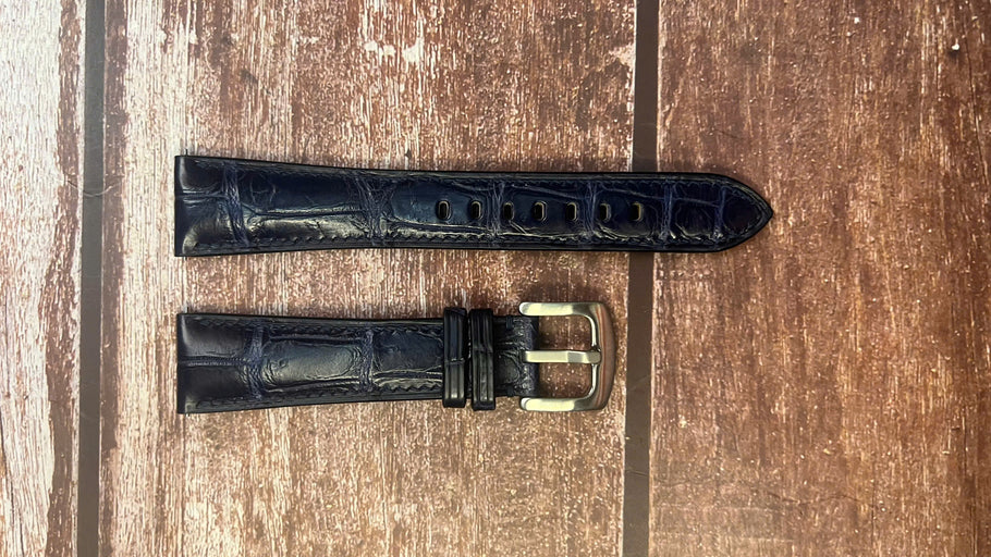 Crocodile Leather Watch Strap - Dark Blue for Zenith