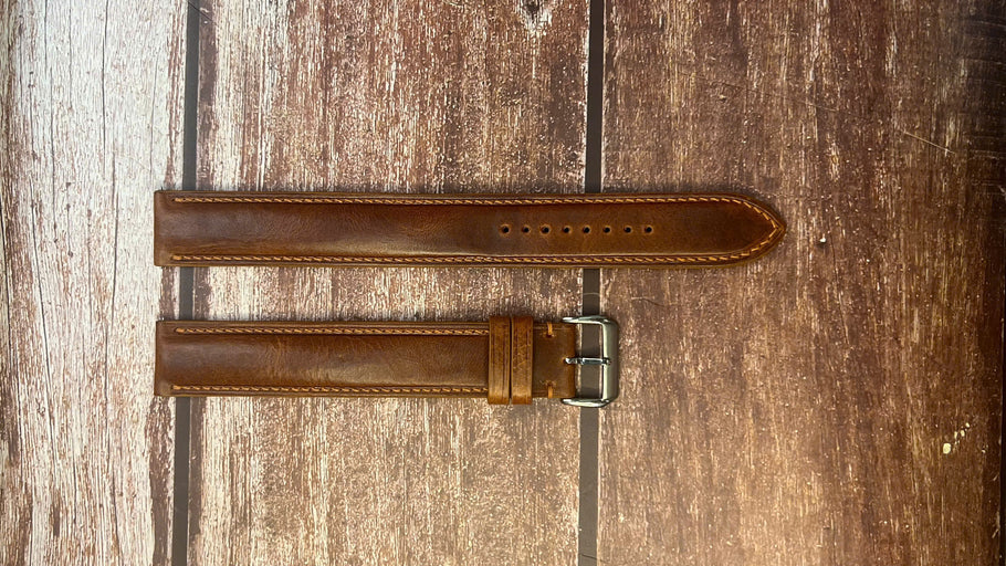 Badalassi Wax Leather Watch Strap - Cognac for  Fossil - Townsman Automatic Brown Leather Watch