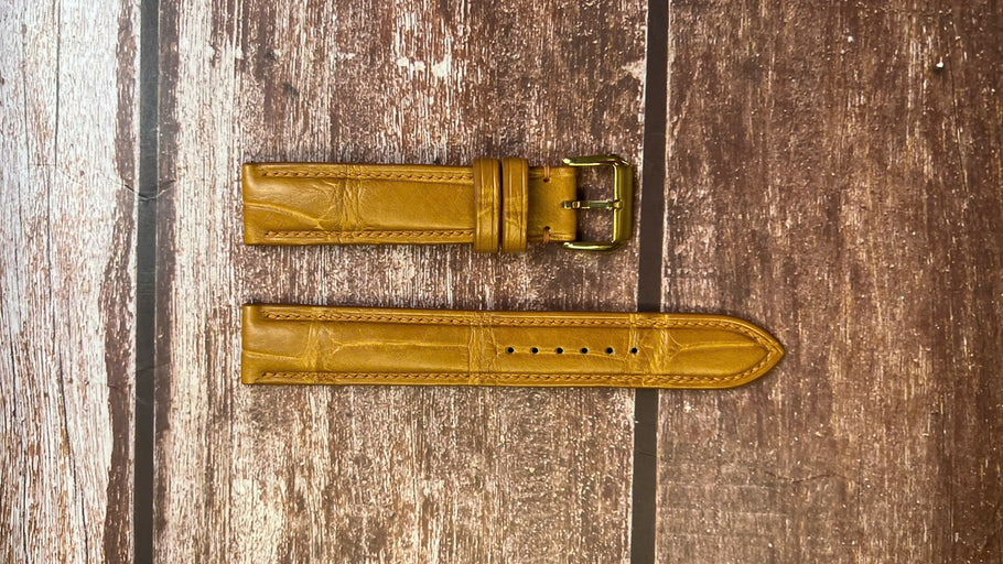 Crocodile Leather Watch Strap - Light Brown