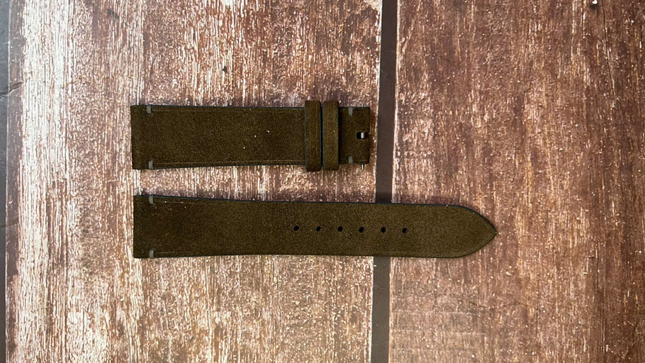 Suede Leather Watch Strap - Dark Gray For Omega Globemaster 39 mm