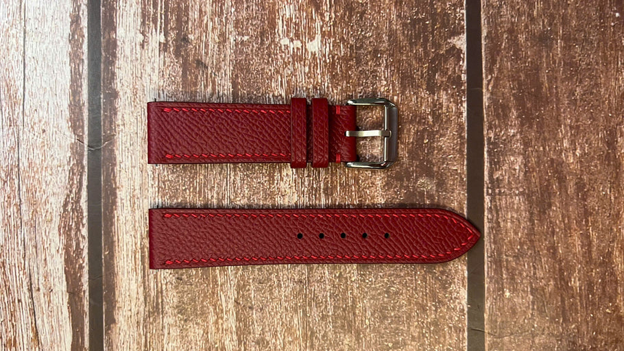 Epsom Leather Watch Strap - Red for Montblanc Star Date Automatic