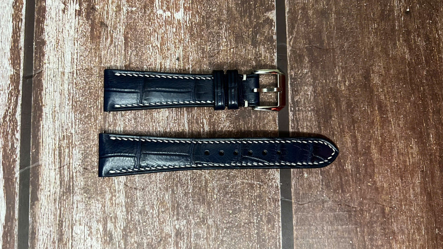 Crocodile Leather Watch Strap - Dark Blue