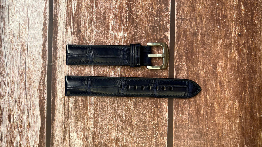 Crocodile Leather Watch Strap - Dark Blue