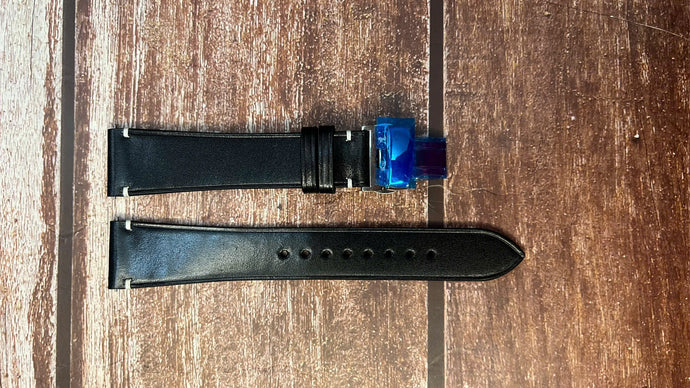 Shell Cordovan Leather Watch Strap - Black For Alpina Alpiner 4 Watch