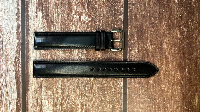 Shell Cordovan Leather Watch Strap - Black