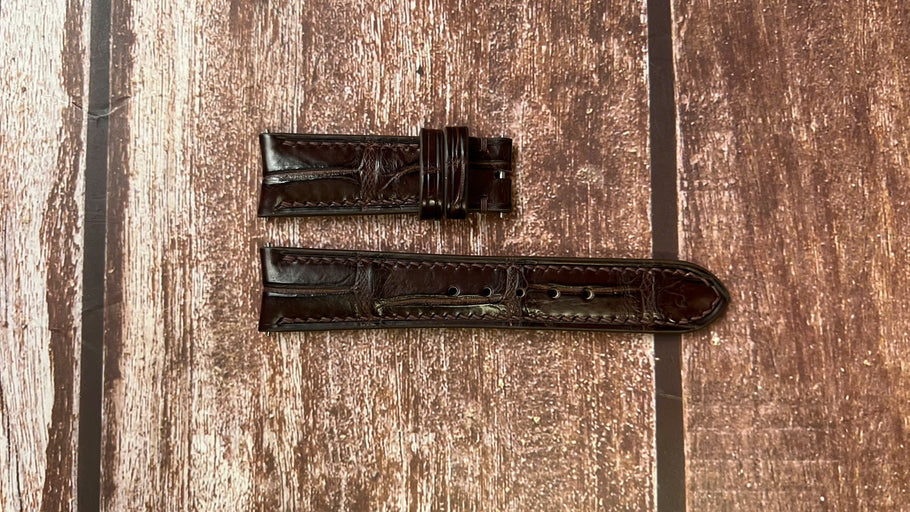 Custom Curved End Watch Straps - Dark Brown Crocodile