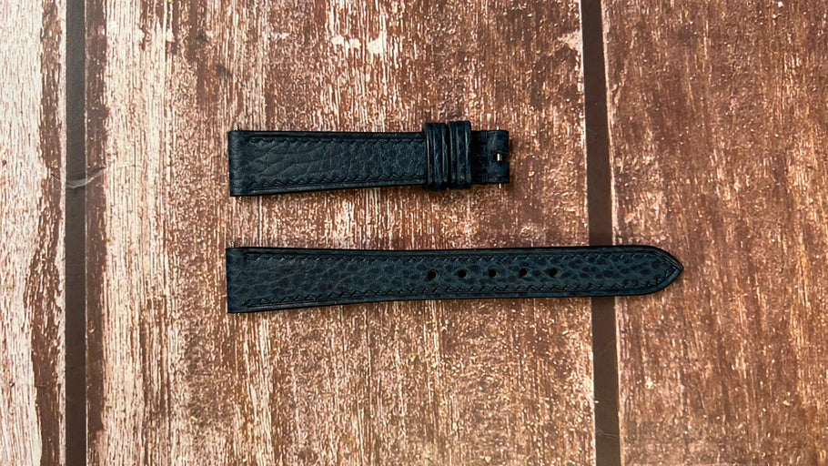 Dollaro Leather Watch Strap - Navy for Bulgari Rettangolo