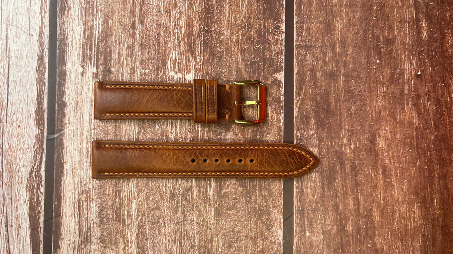 Badalassi Wax Leather Watch Strap - Cognac for Vintage Rolex Oyster Perpetual