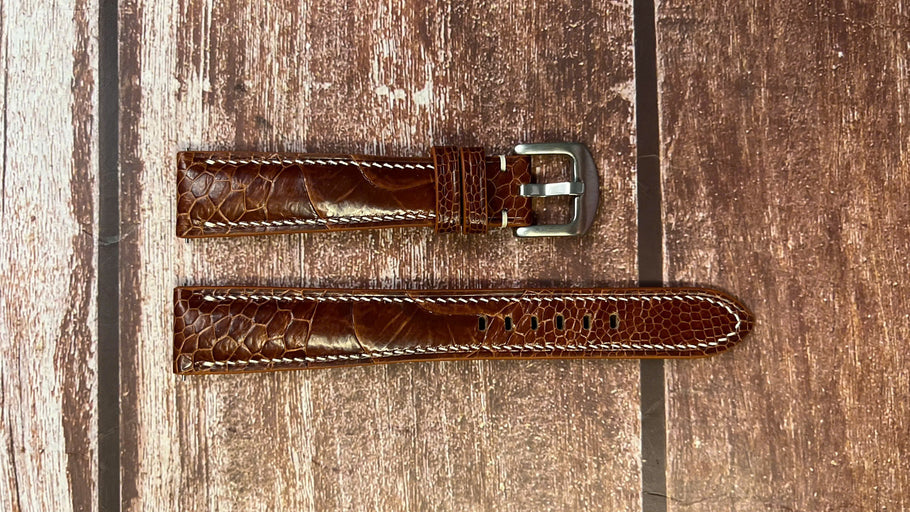 Ostrich Leg Leather Watch Strap - Rooibos Tea for Seiko Alpinist