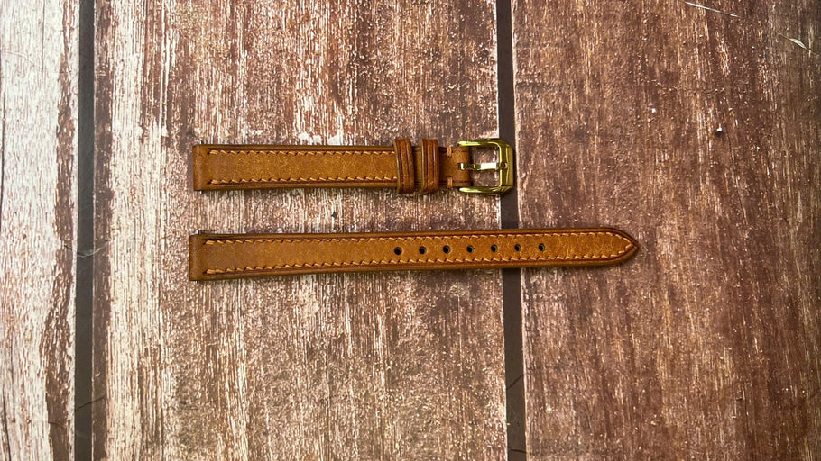 Maya Leather Watch Strap - Whisky for a vintage swiss watch