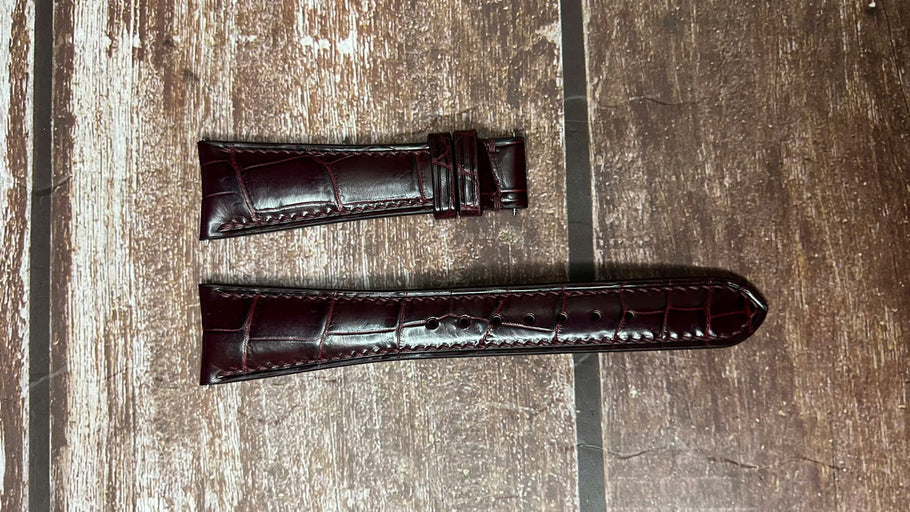 Crocodile Leather Watch Strap - Burgundy