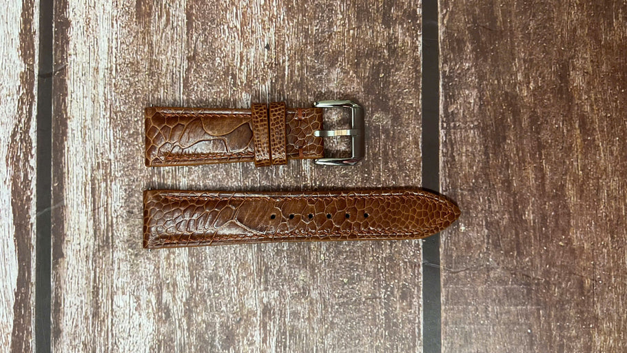 Ostrich Leg Leather Watch Strap - Rooibos Tea