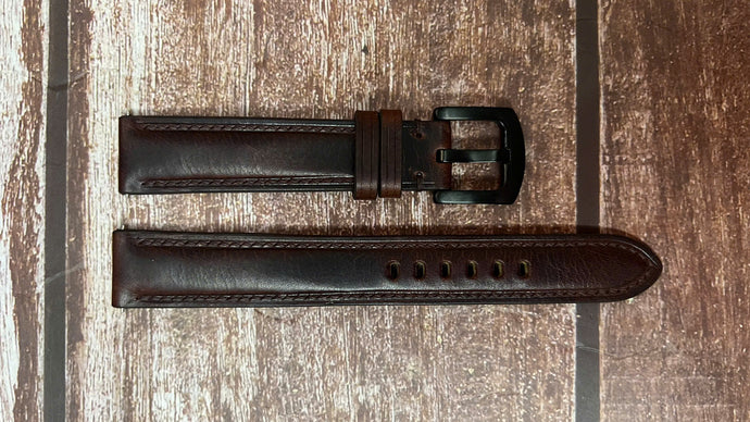 Badalassi Wax Leather Watch Strap - Dark Brown for Timex Indiglo men's watch