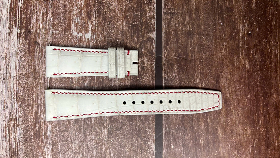 Crocodile Leather Watch Strap - Sand White for 2023 43mm Breitling Navitimer B01 ice blue