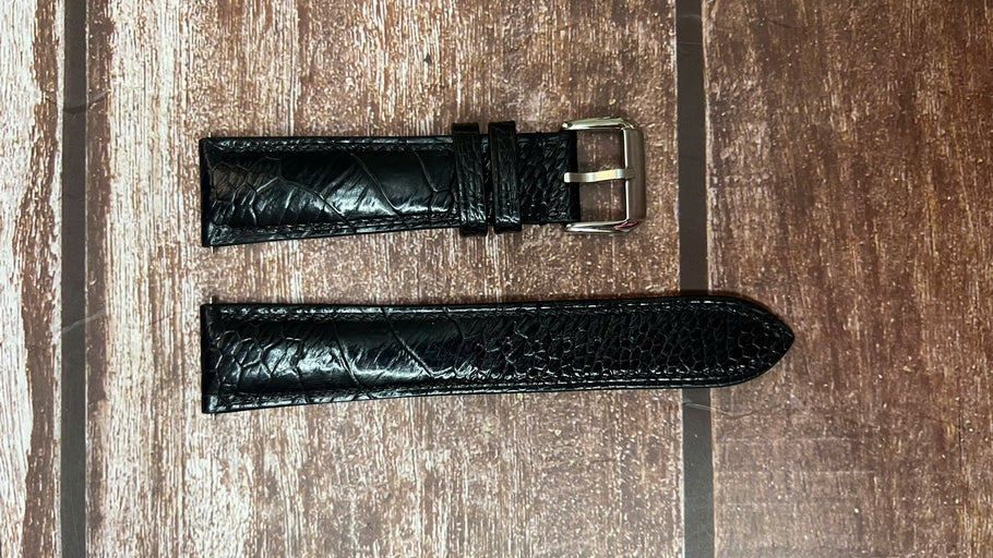 Ostrich Leg Leather Watch Strap - Black for Grand Seiko Cherry Blossom SBGA413