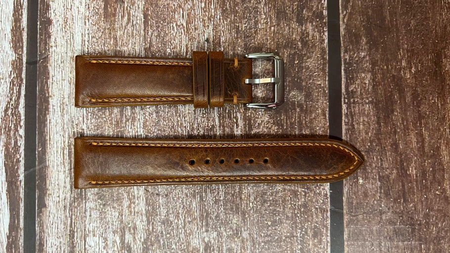 Badalassi Wax Leather Watch Strap - Cognac for Omega Speedmaster Professional New