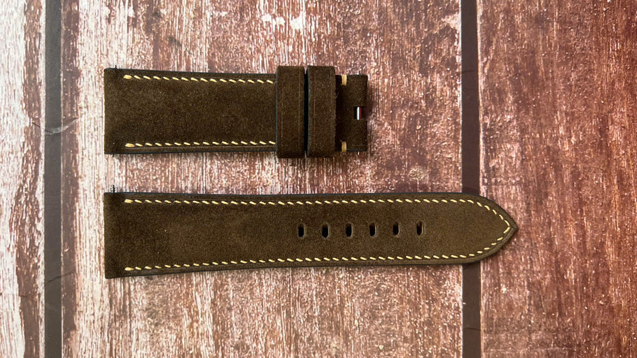 Suede Leather Watch Strap - Dark Gray