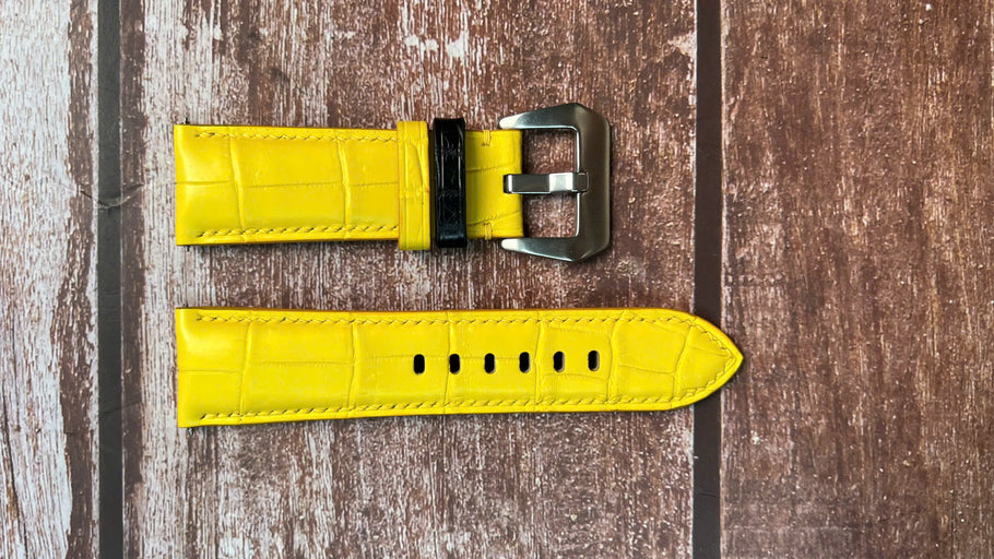 Crocodile Leather Watch Strap - Yellow