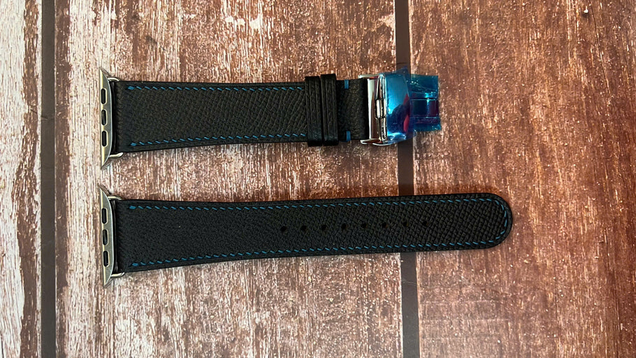 Apple Watch Strap - Epsom Leather - Black for Apple Watch Series 9 (45mm)