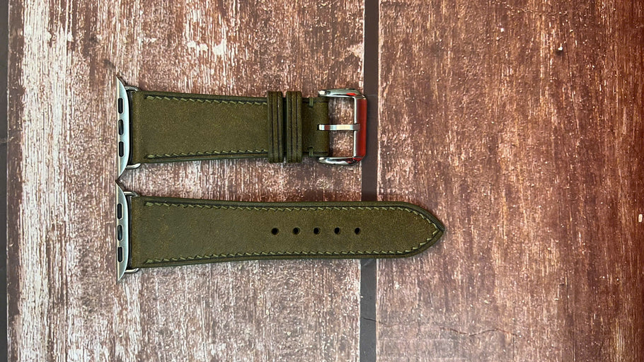 Maya Leather Watch Strap - Dark Green for Apple Watch Series 5 (44mm)