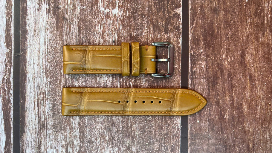 Crocodile Leather Watch Strap - Light Brown