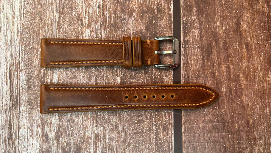 18mm Watch Strap - Cognac Badalassi Wax Leather