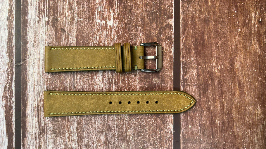 Maya Leather Watch Strap - Salvia for Junghans Max Bill