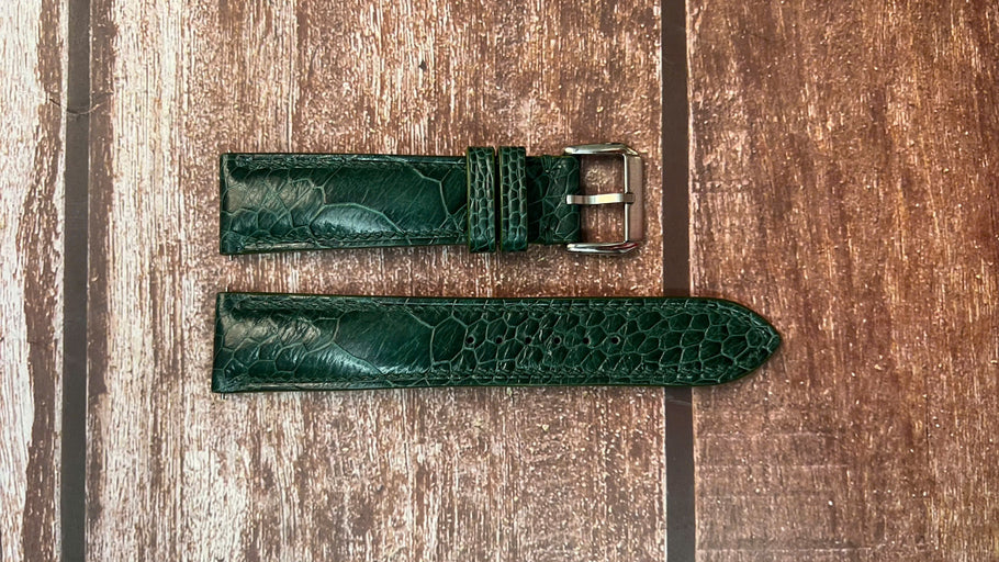 Ostrich Leg Leather Watch Strap - Green