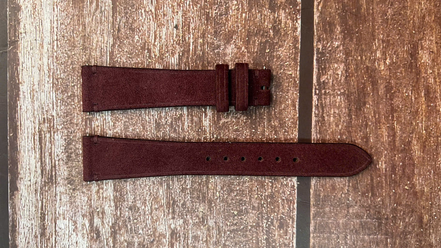 Suede Leather Watch Strap - Maroon