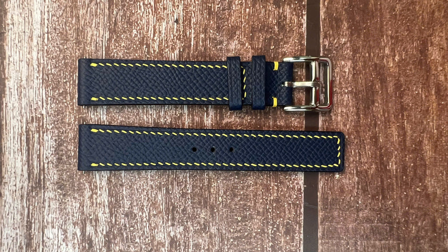 Epsom Leather Watch Strap - Navy