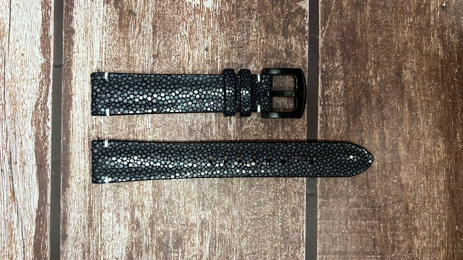 Stingray Leather Watch Strap - Black for Breitling Top Time Chronograph